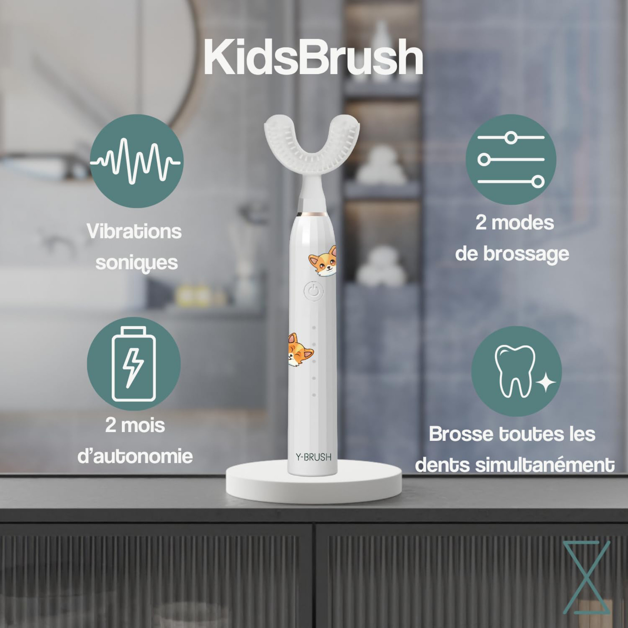 Электрическая зубная щетка для детей Y-Brush KidsBrush Sonic Electric Tooth Brush (4-12 год)